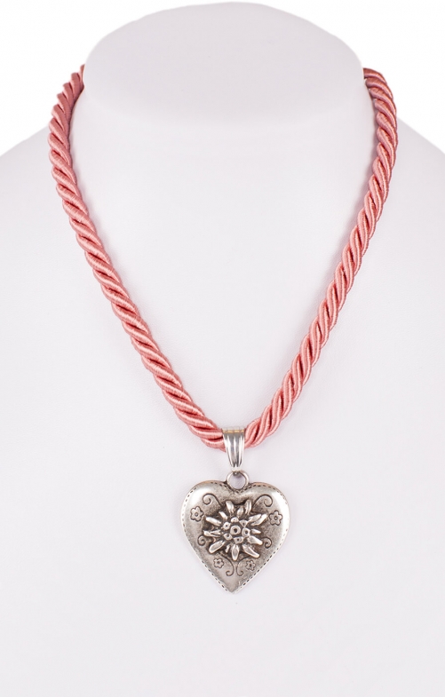 Traditional necklace cord heart K100-8144 oldrose