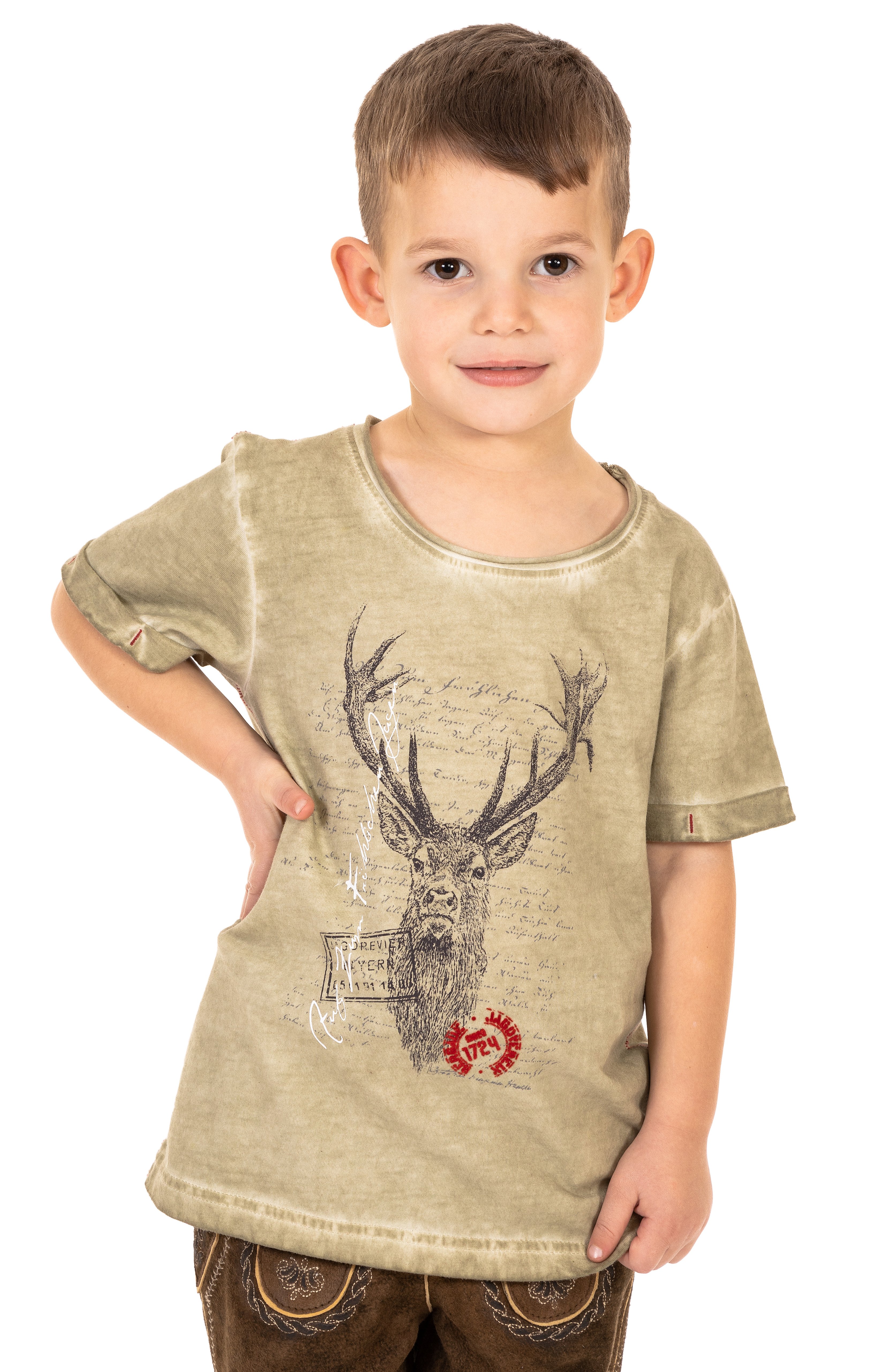 T-Shirt Trachten Bambini M04 - JAGDLIED-KIDS beige von Marjo