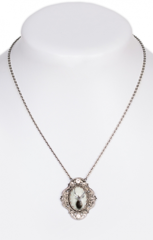 Necklace pearl with Swarovski white
