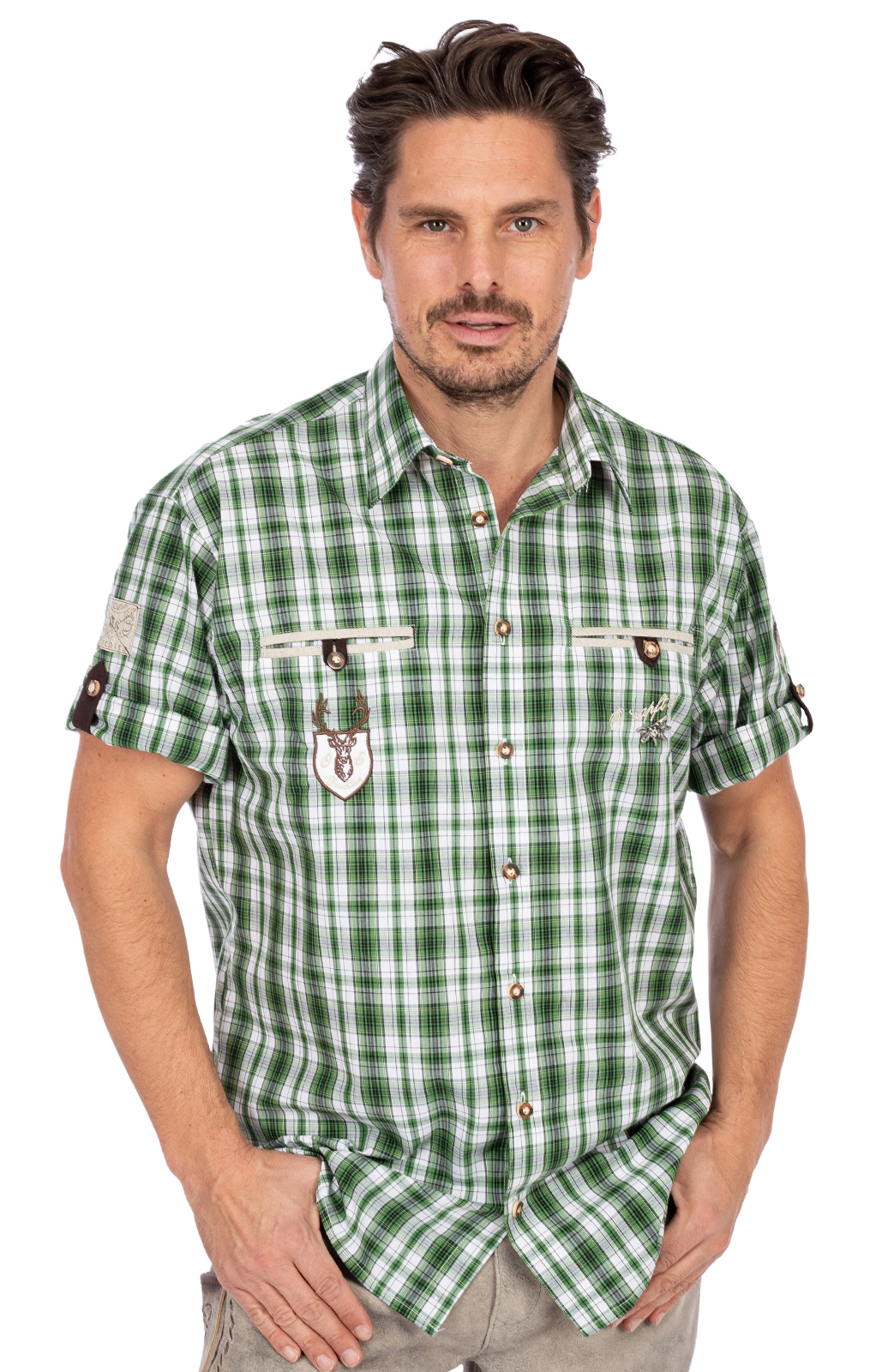 weitere Bilder von Tradizionale camicia a maniche corte EDDI verde