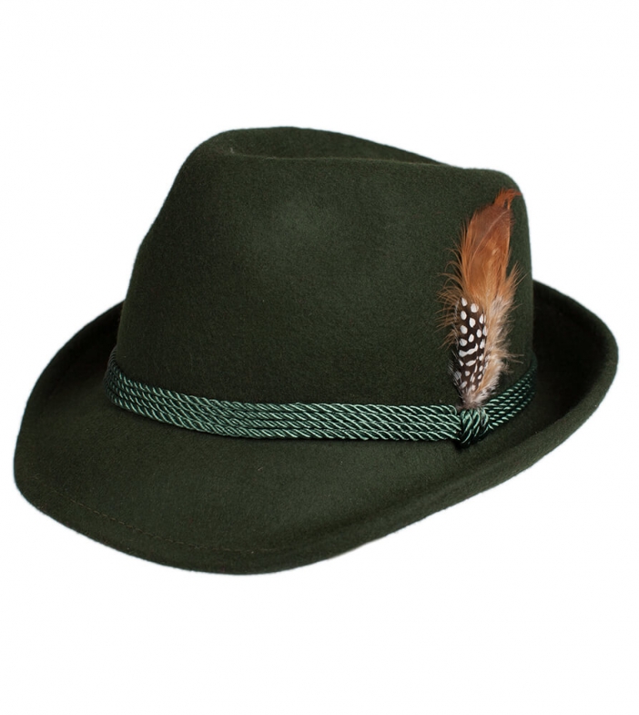 Cappello Trachten HT750, verde, con piume