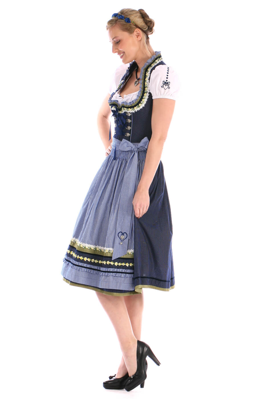 weitere Bilder von Midi Dirndl 70cm 2tlg. Alina blau