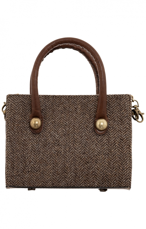 “Karree” 23-4472 in marrone, in pelle nappa e tweed