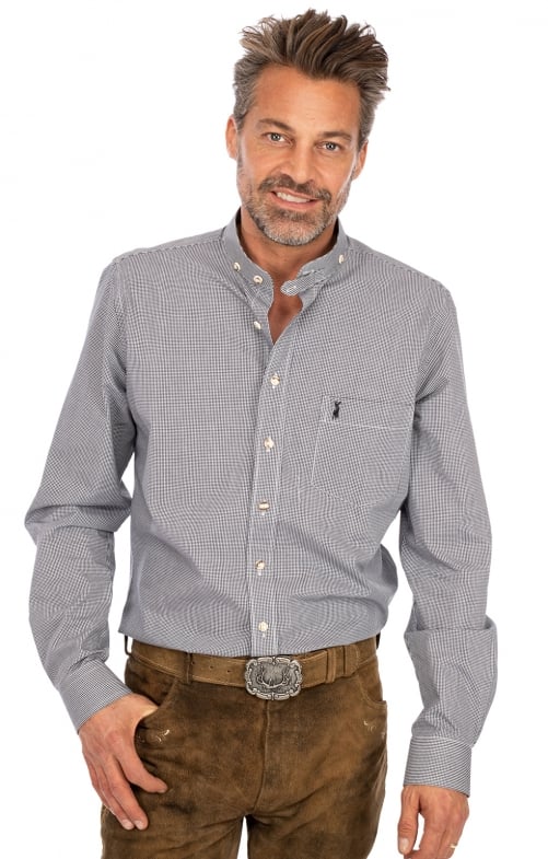 Klederdrachthemd 760CO zwart (Slim Fit)