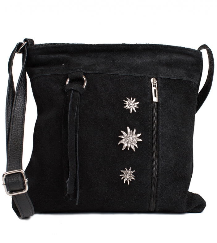 Wildledertasche TA30300 mit Edelweiss, schwarz