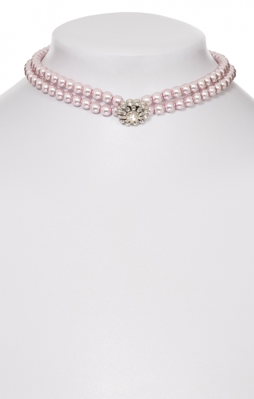 Perlenkette 2-reihig LS003 mit Rose rosa