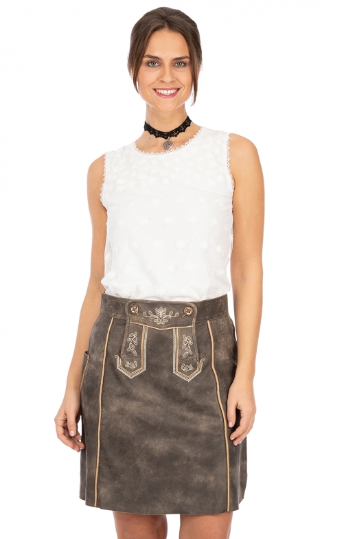 Traditional leather skirt DORLE Nappato anthracite