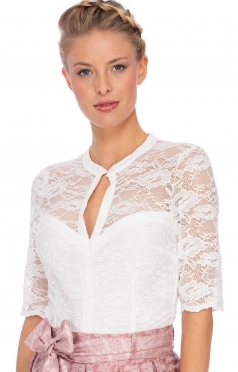 Marjo Damen Trachtenbody Jasira-Madlenka - Weißer Spitzenbody Mit Halbarm