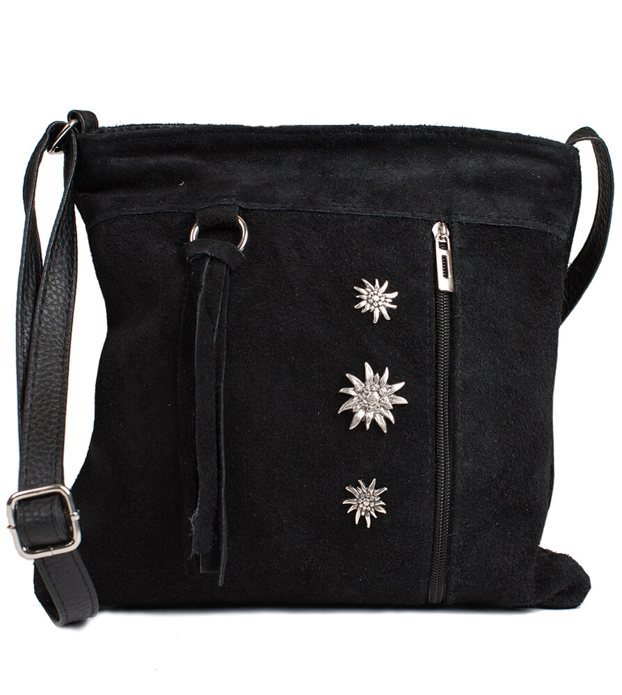 Wildledertasche TA30300 mit Edelweiss, schwarz von Schuhmacher