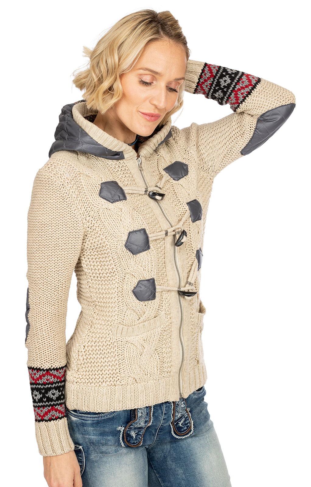 weitere Bilder von Traditional cardigan MARIT Strick beige