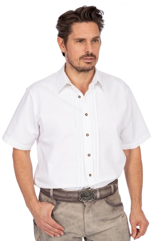 OS-Trachten German Traditional Shirt SONNBLICK White Green 