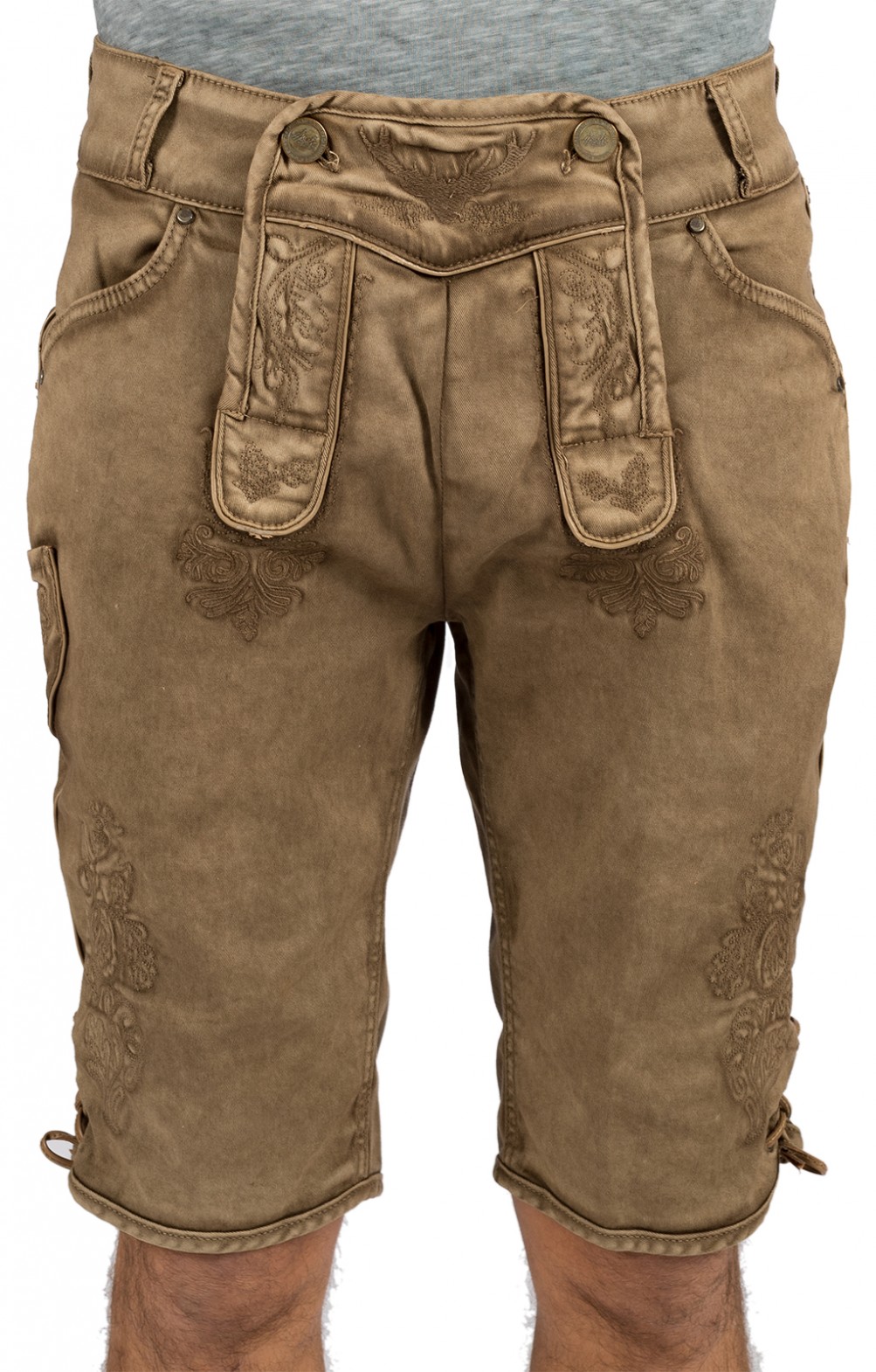 Steinnacher Kniebundhose Lara - Trachtenjeans Im Lederhosenstil (Schlammfarben Mit Stickerei)
