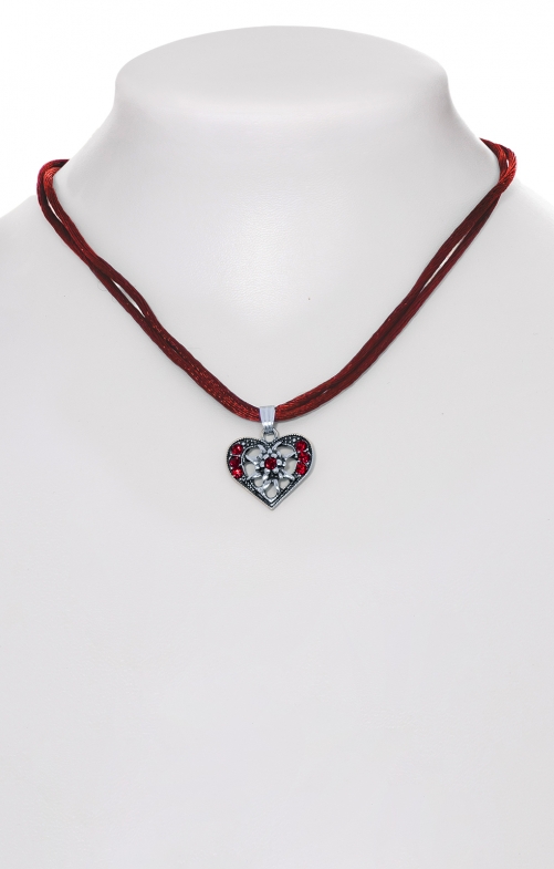 Necklace 2 rows with heart 3590-2 bordeaux