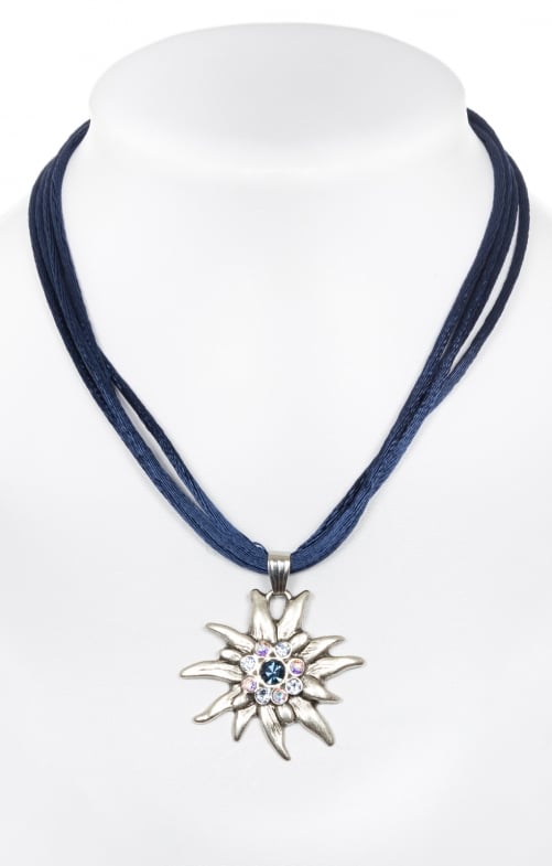 Trachten necklace with Edelweiss 9196-4 marine